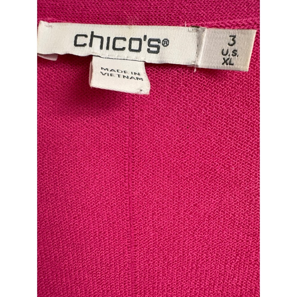 Chicos Open Front Cardigan Pink Button Cuff Cotton Blend Sweater Womens 3 XL - Picture 3 of 8
